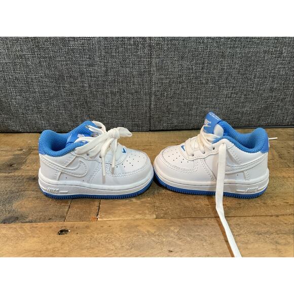 Size 3C - DV1342-101 Nike Air Force 1 Low White/Light Blue - Ships Free! - Picture 2 of 6
